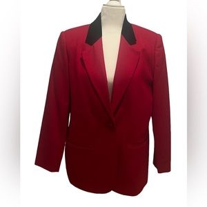 Sag Harbor Womens Vintage Wool Gorgeous Solid Red One Button Blazersz8P